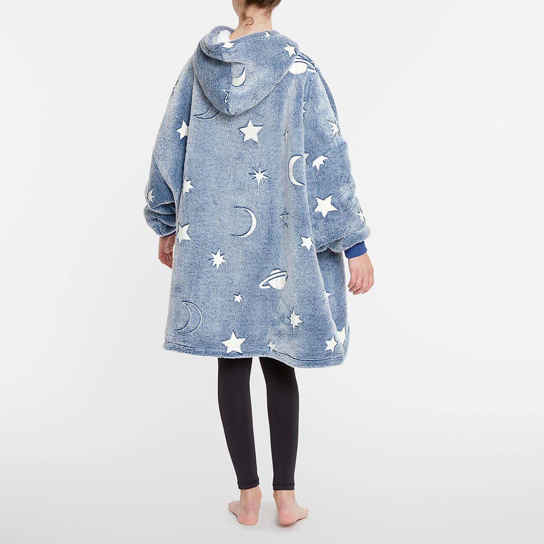 Galaxy Glow in the Dark Hooded Sherpa Blanket