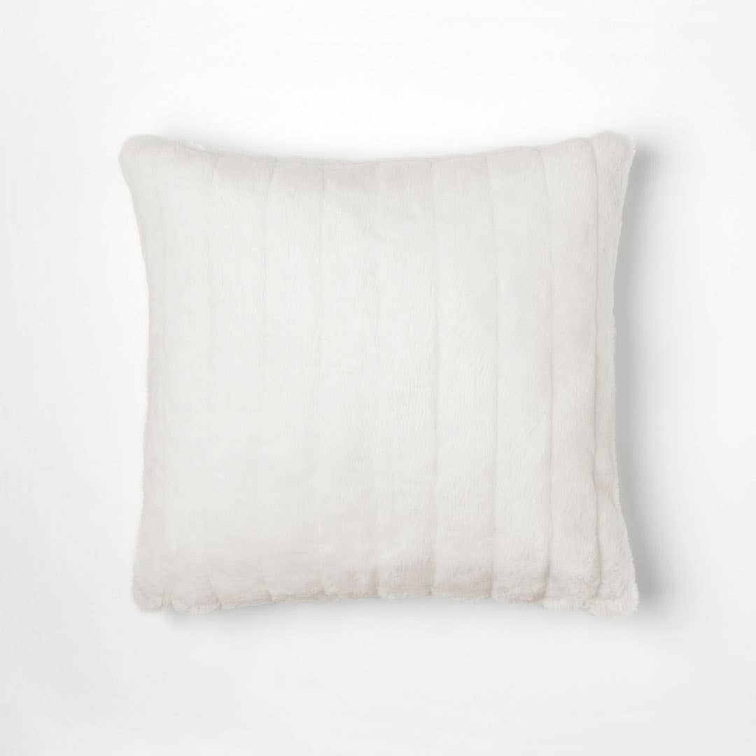 cream faux fur throw pillow