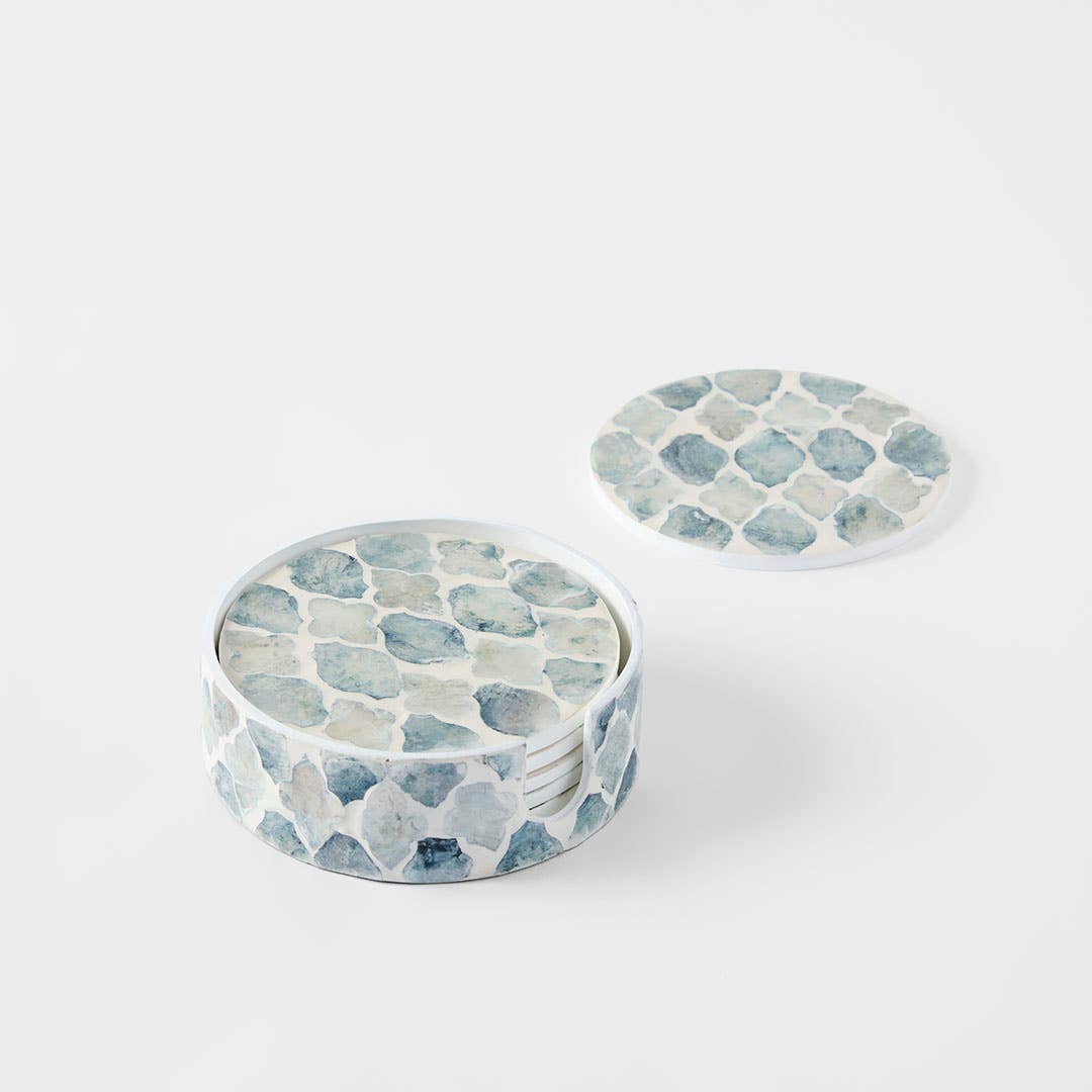 Shop Rhodes Inlay Coasters in Holder Set of 6 Online | Bed Bath N' Table