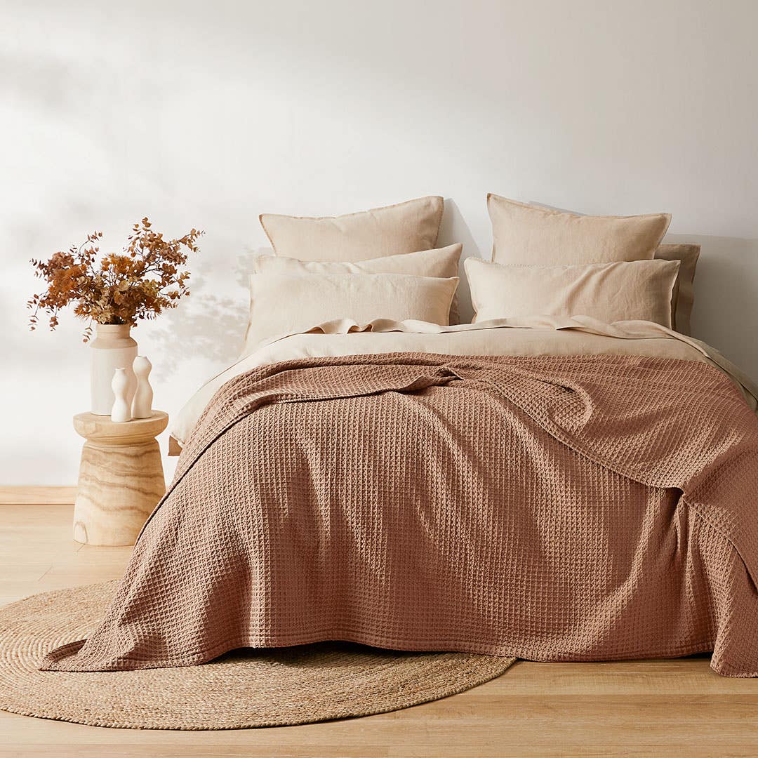 Sebastian Waffle Single Blanket Clay
