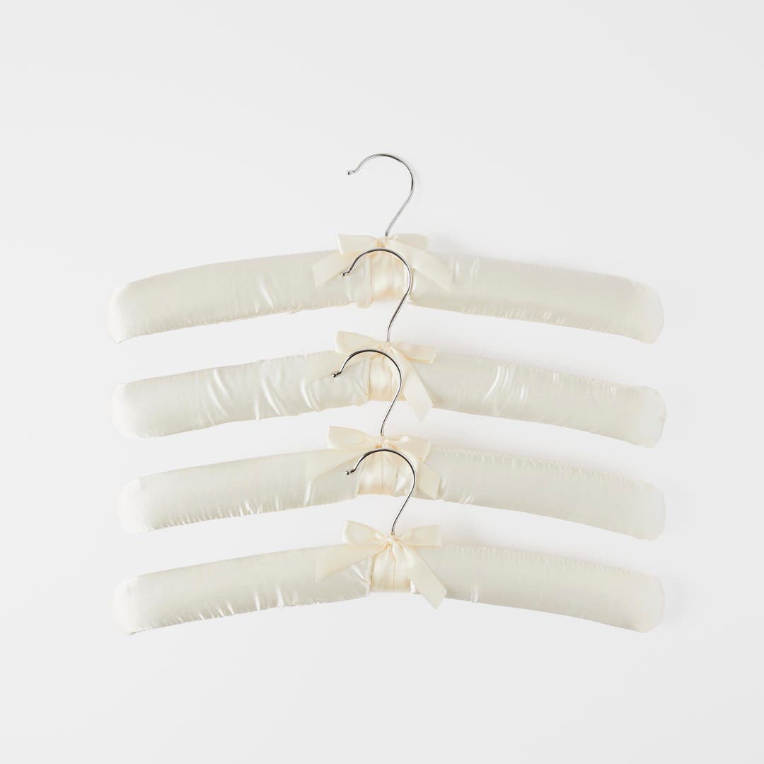 Satin Coat Hangers Set Of 4 Ivory
