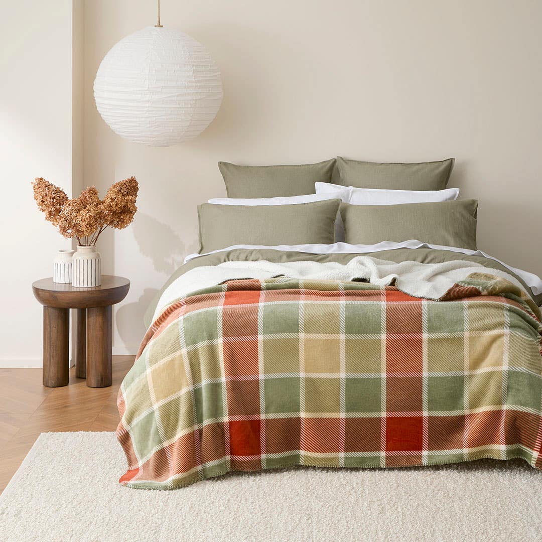 Naila Check Blanket - Green Check 
