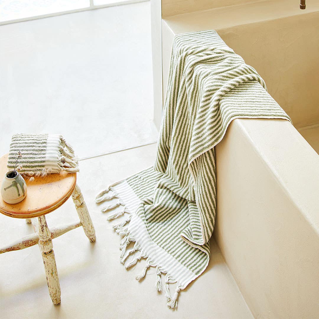 Shop Ama Stripe Towel Olive Green Online Bed Bath N Table