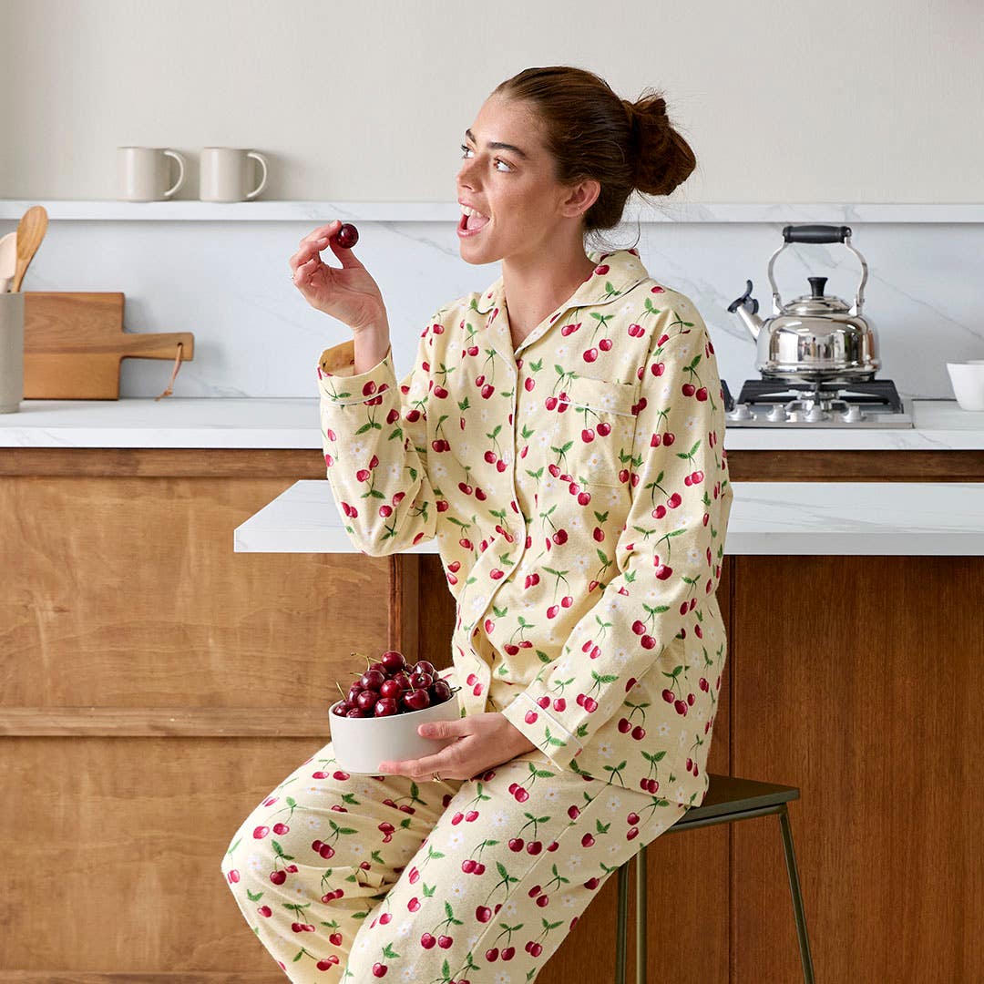 Shop Sweet Cherry Flannelette Pyjamas Online | Bed Bath N' Table