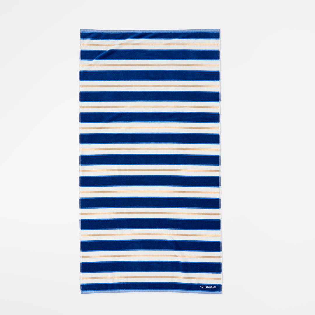 VELOUR24 CH_CH Santa Monica Beach Towel / Navy/Orange