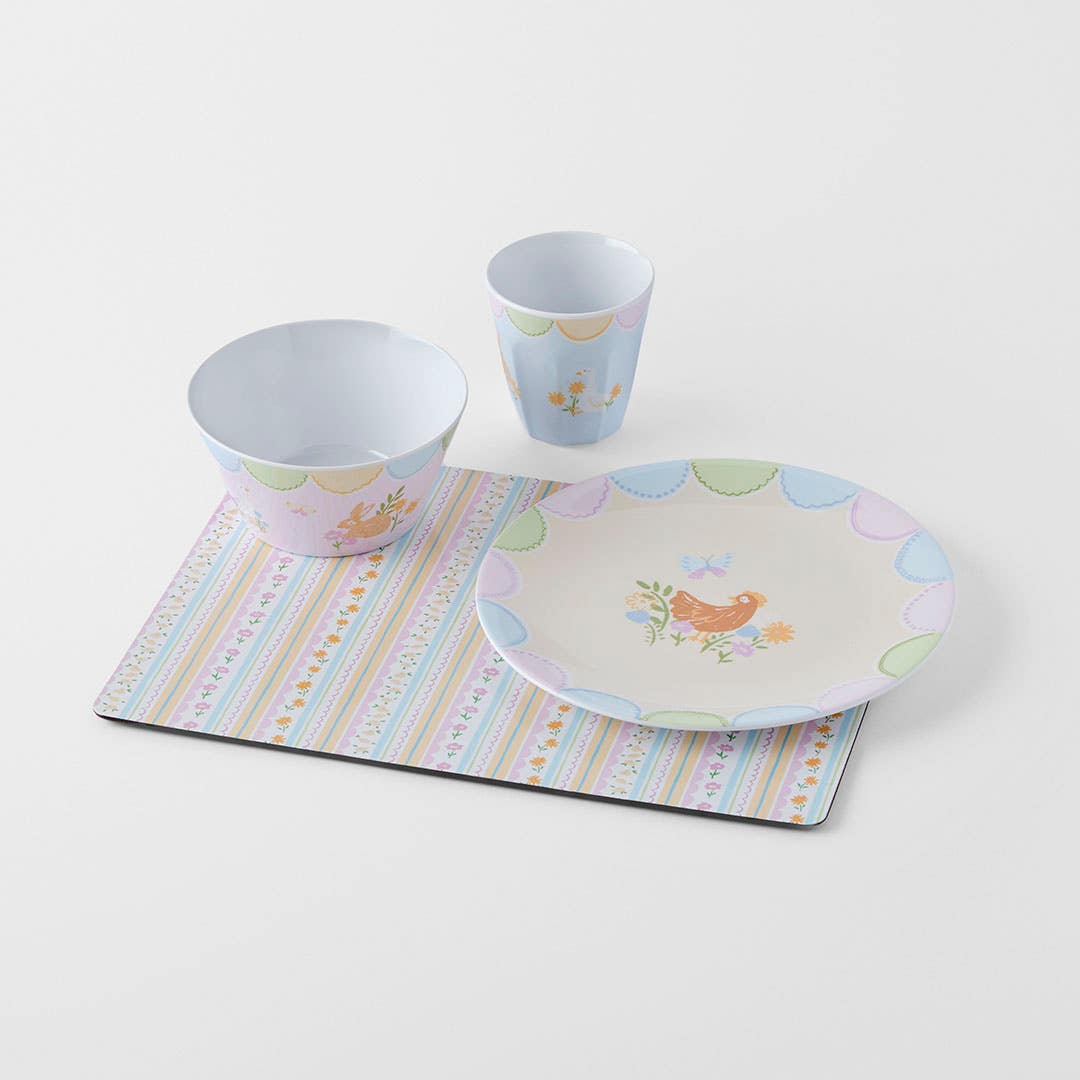 E DINNING_T1 Melamine Plate Scallop Bunnies  · Multi