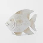 WOODEN FISH_Fish Carved Sculpture Sml · White Wash