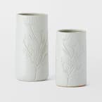 NATALIA_Natalia Debossed Ceramic Vase Sml · White