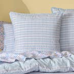 Myra Woven Stripe Quilt Cover - Soft Blue/Lilac