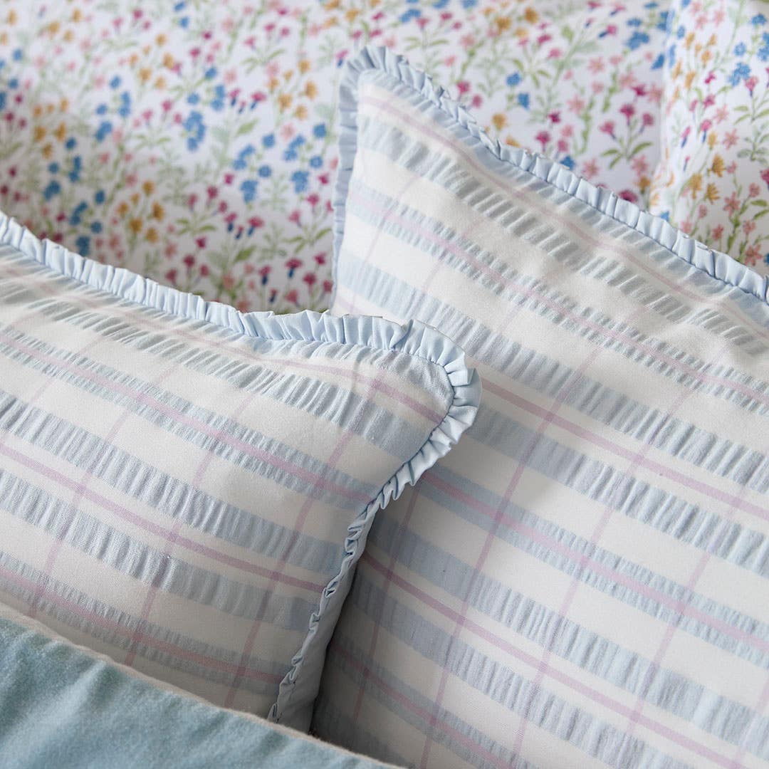 Myra Woven Stripe Quilt Cover - Soft Blue/Lilac