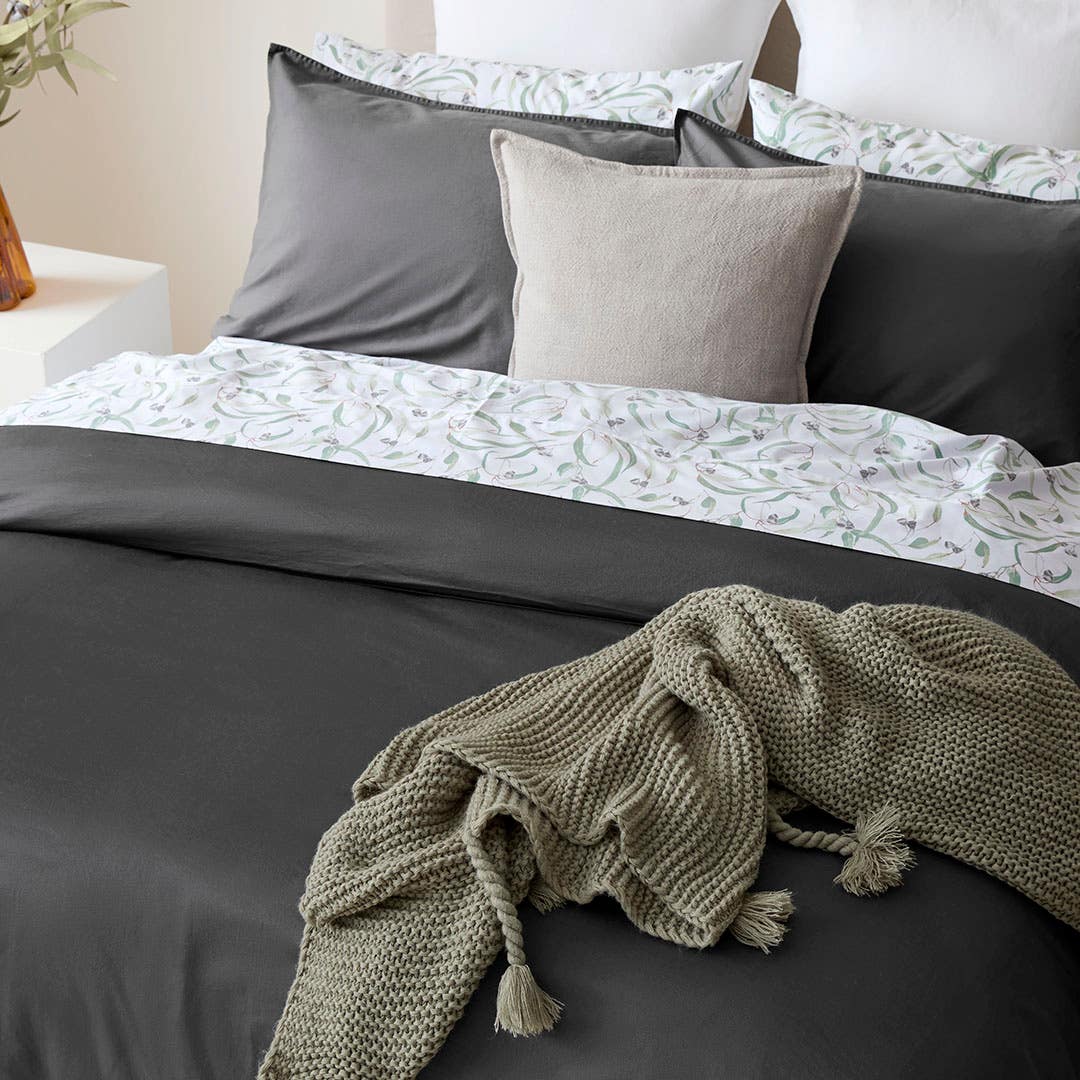 Peyton Quilt Cover Set - Charcoal