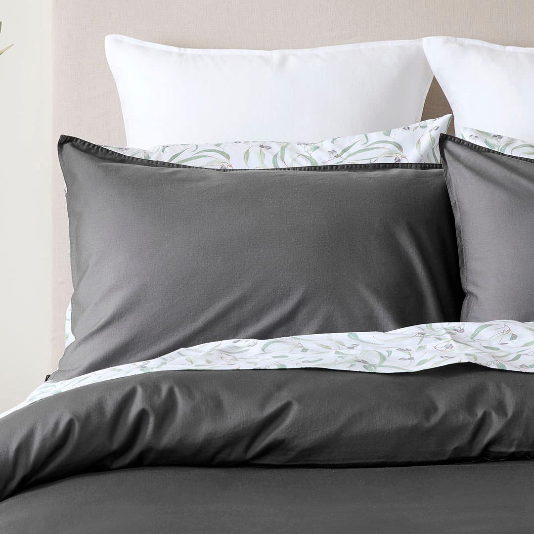 Peyton Quilt Cover Set - Charcoal