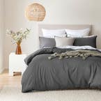 Peyton Quilt Cover Set - Charcoal