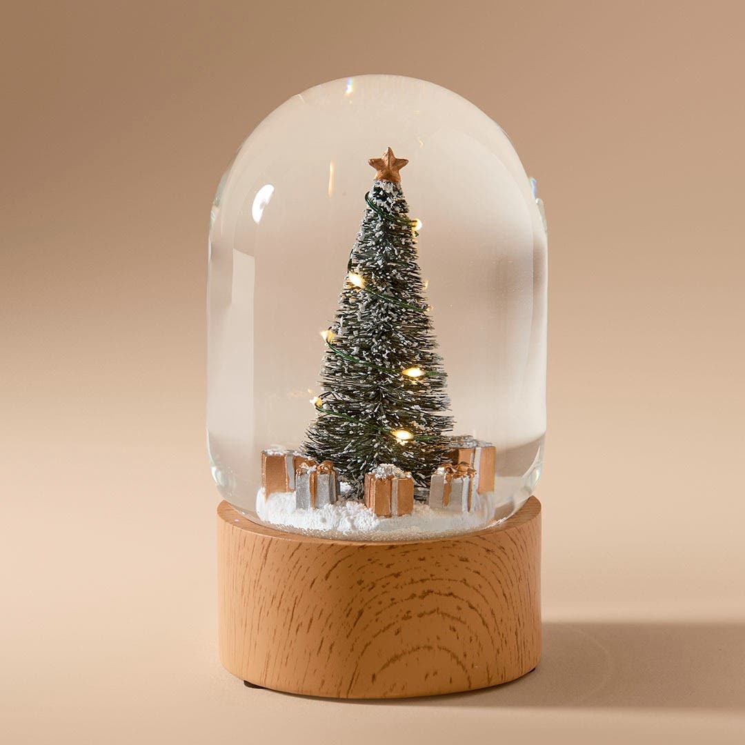SNOW DOME_LM Modern Tree LED Snow Dome   · White