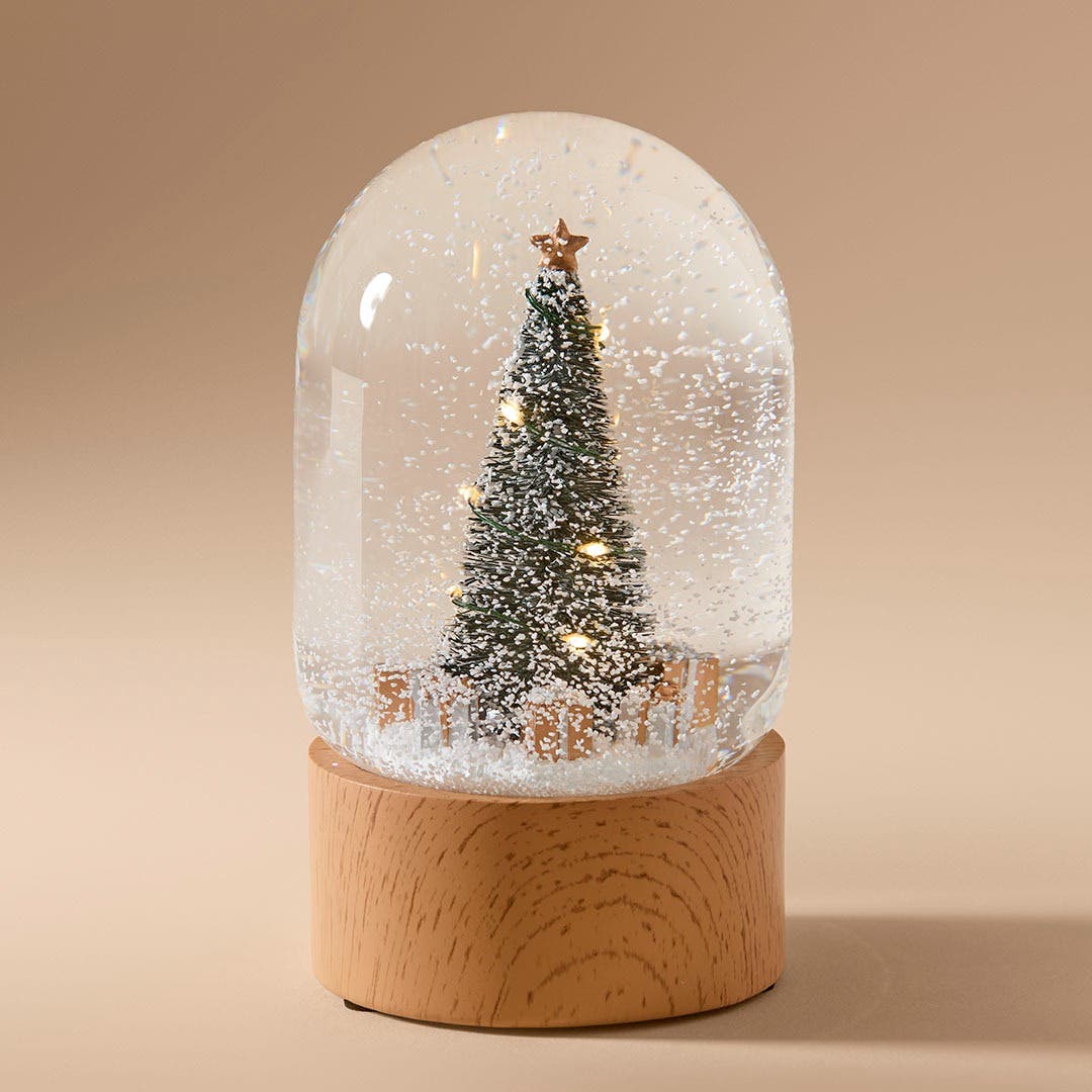 SNOW DOME_LM Modern Tree LED Snow Dome   · White