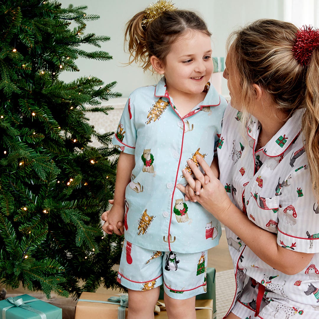 Poppet Xmas Kids PJ Set Size 5 Mint Red